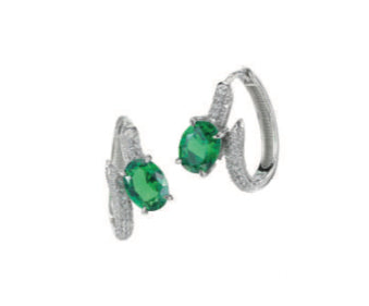 ORECCHINI CERCHIO ARGENTO PIETRA VERDE