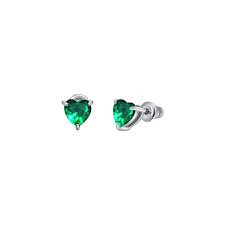 ORECCHINI DONNA IN ACCIAIO CON CUORE CRISTALLO VERDE