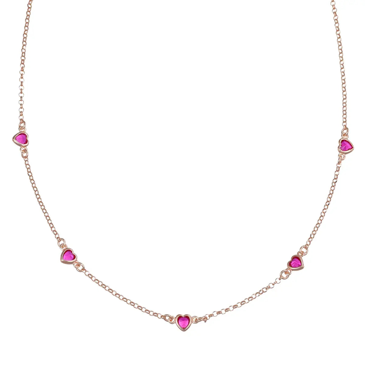 Collana Cinque Cuori Rubino