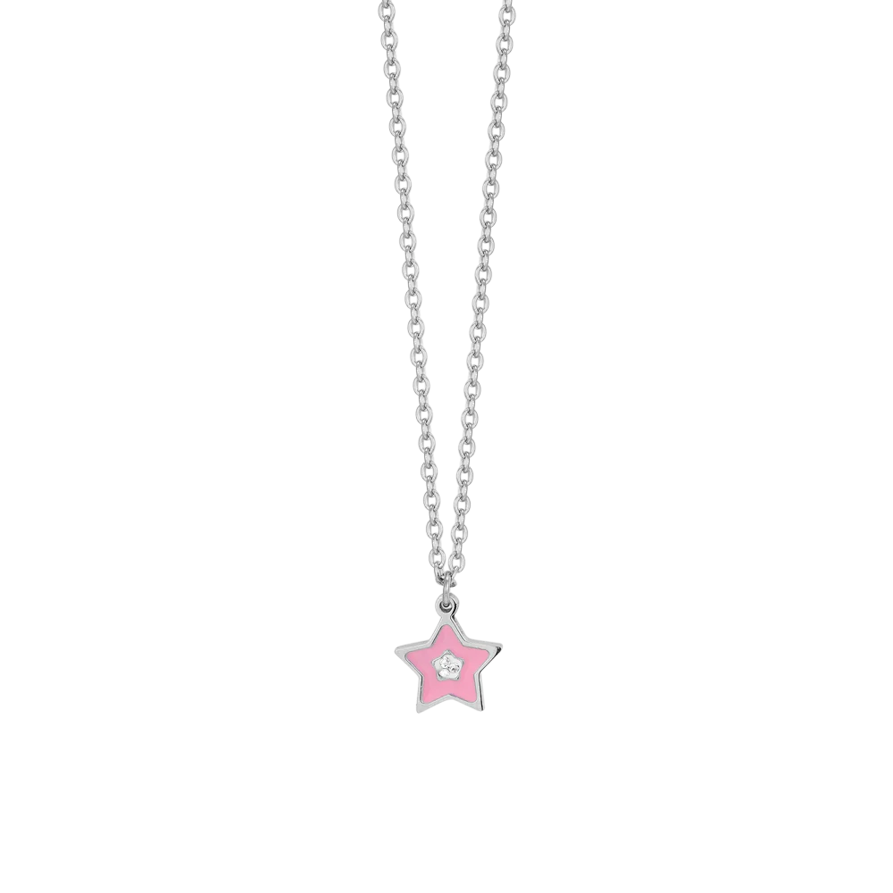 COLLANA BAMBINA IN ACCIAIO SMALTO ROSA