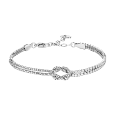 BRACCIALE DONNA IN ACCIAIO CON NODO E ZIRCONI BIANCHI