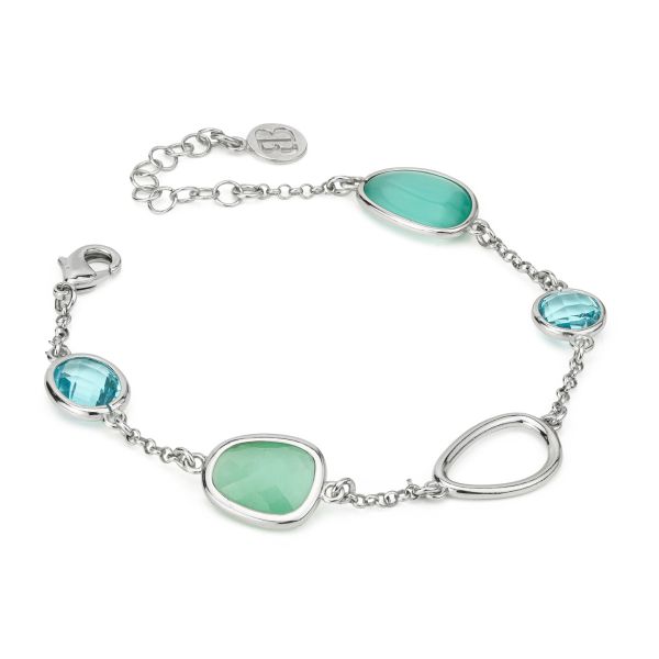 Bracciale con cristalli verde chiaro, ottanio e turchese