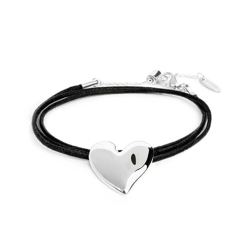 BRACCIALE TRIPLO CORDINO CERATO CON CUORE BIANCO