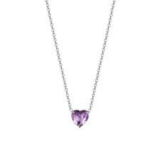 COLLANA DONNA IN ACCIAIO CON CUORE CRISTALLO VIOLA