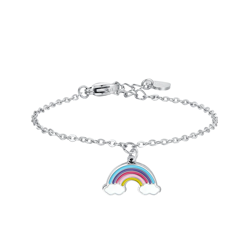 BRACCIALE BAMBINA IN ACCIAIO CON ARCOBALENO