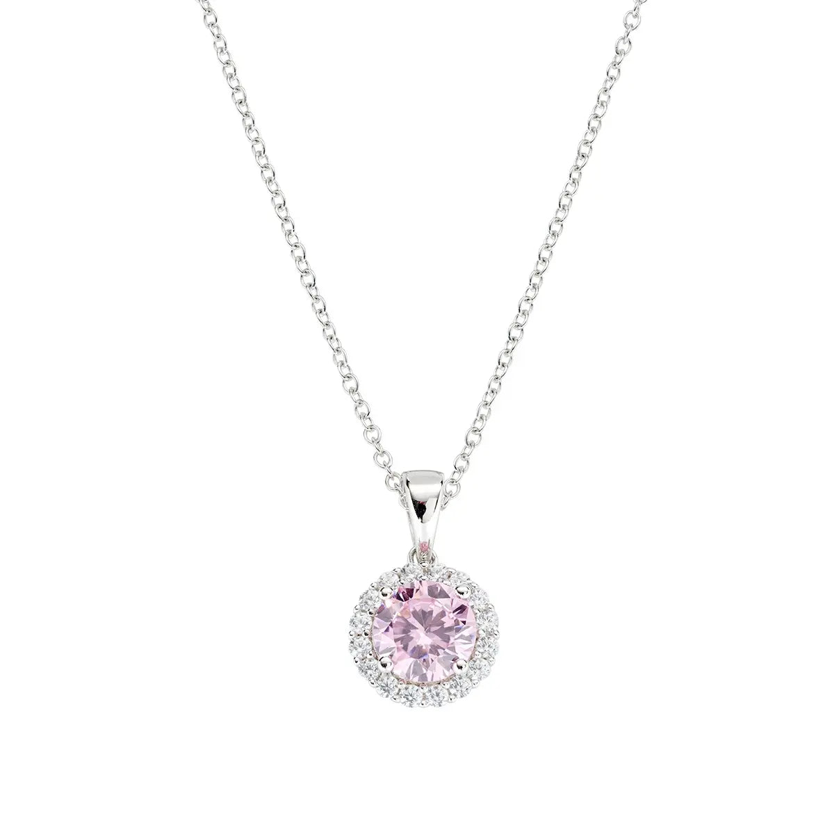 Collana Diamond con Zircone tondo Rosa