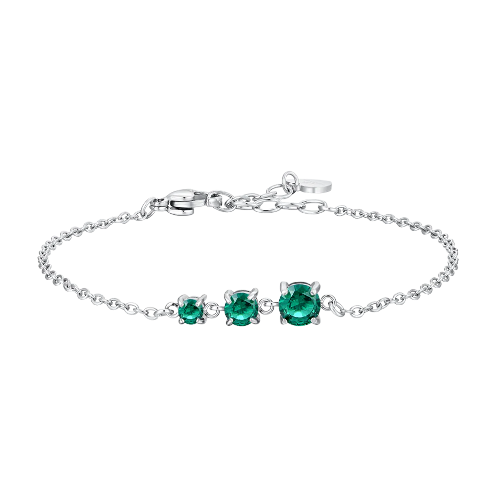 BRACCIALE DONNA IN ACCIAIO CON ZIRCONI VERDI