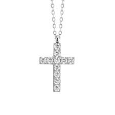 COLLANA DONNA IN ACCIAIO CON CROCE E ZIRCONI BIANCHI