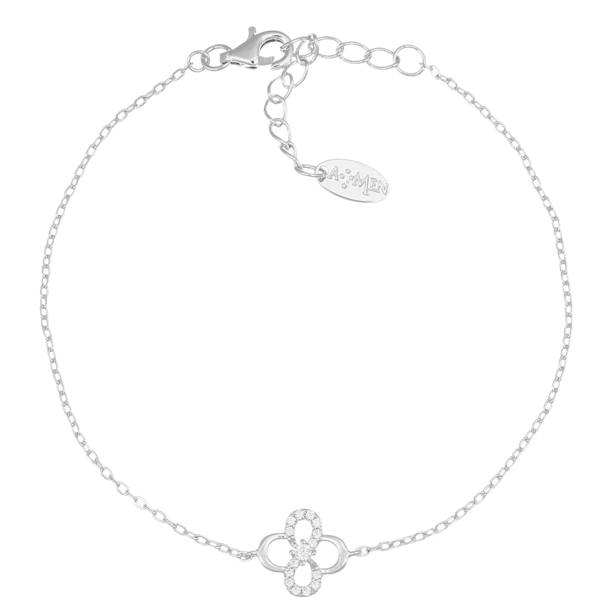 Bracciale Quadrifoglio d'Infiniti con Zirconi Bianchi