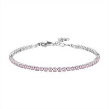 BRACCIALE TENNIS DONNA IN ACCIAIO CON ZIRCONI ROSA
