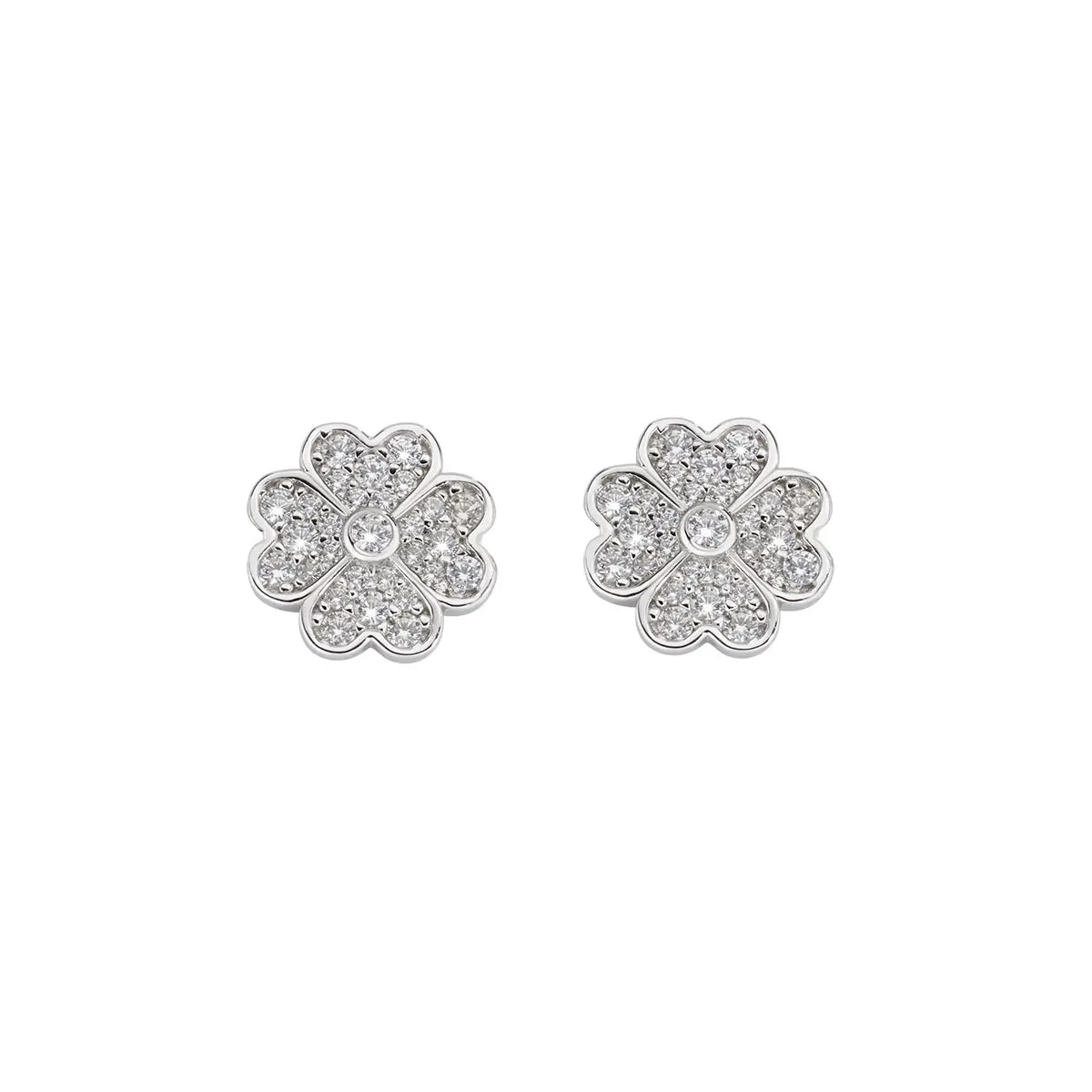 Orecchini "Quadrifoglio" in Argento con Zirconi