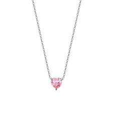 COLLANA DONNA IN ACCIAIO CON CUORE CRISTALLO ROSA
