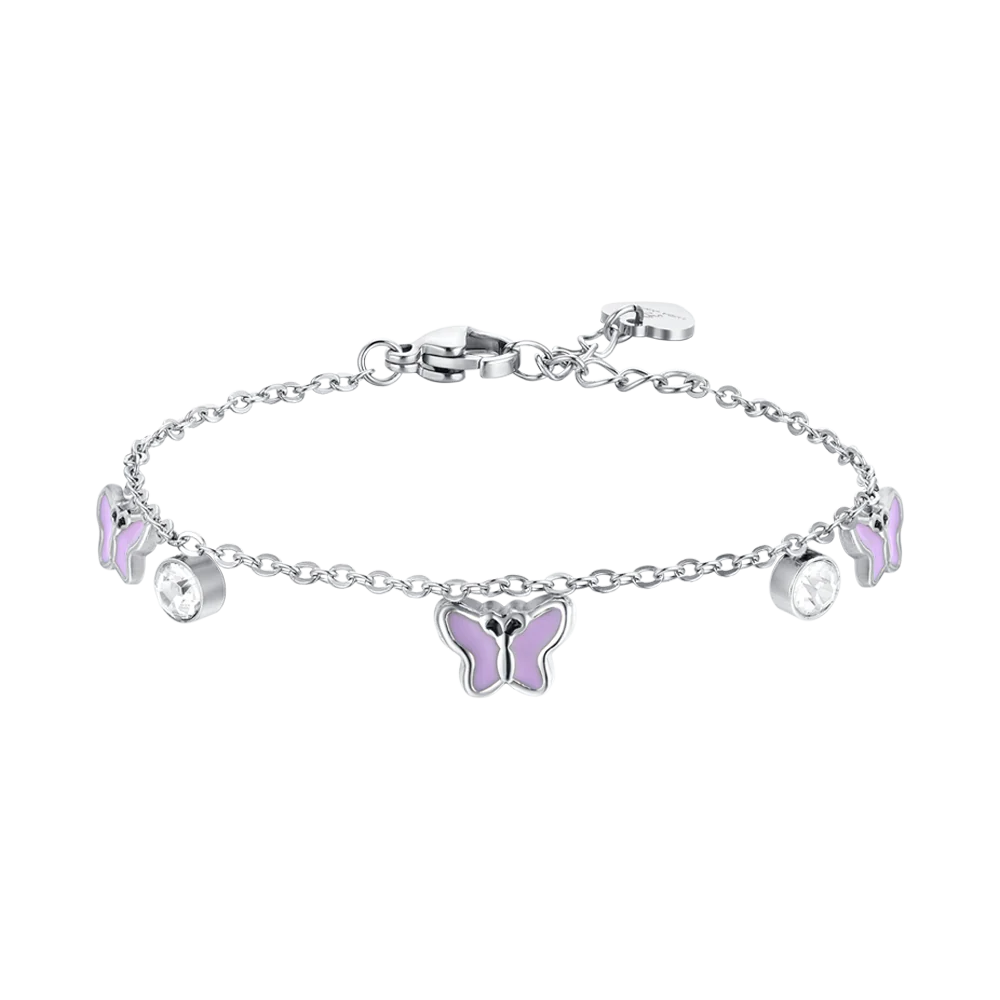 BRACCIALE BAMBINA IN ACCIAIO SMALTO VIOLA