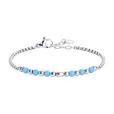 BRACCIALE ACCIAO BAMBINO CON PIETRE CELESTI