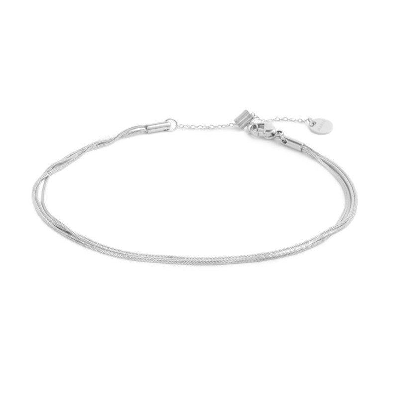 Cavigliera catena multifilo snake quadrata base bianca