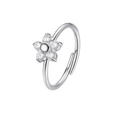 ANELLO DONNA IN ACCIAIO CON FIORE E ZIRCONI BIANCHI