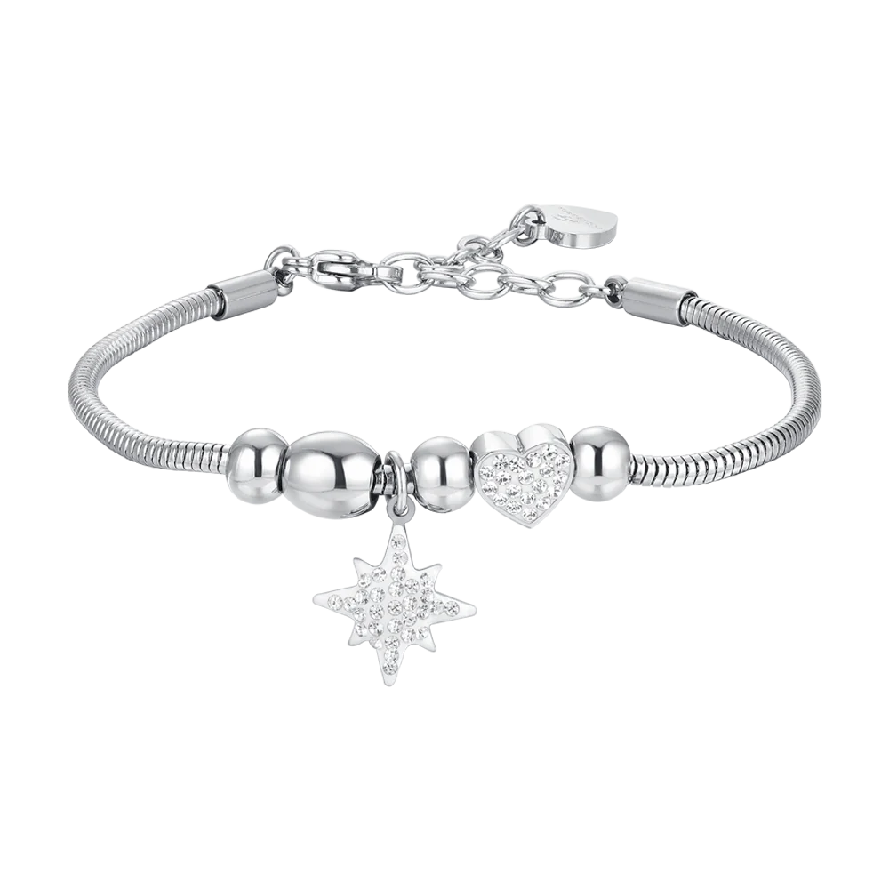 BRACCIALE DONNA IN ACCIAIO STELLA DI SISSI E CRISTALLI