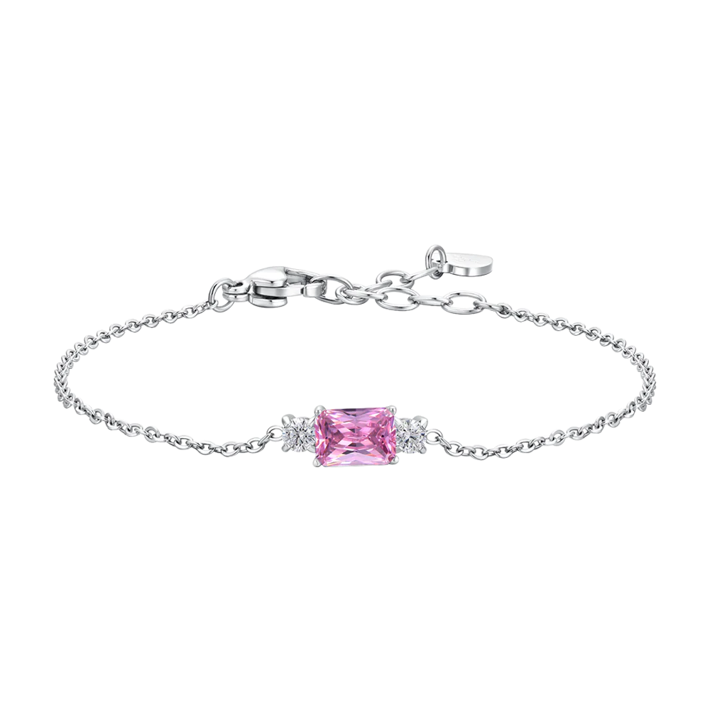 BRACCIALE DONNA IN ACCIAIO CON ZIRCONI ROSA E BIANCHI