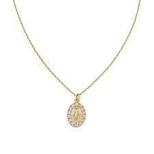 Collana Mini Madonna Miracolosa con Zirconi Dorata