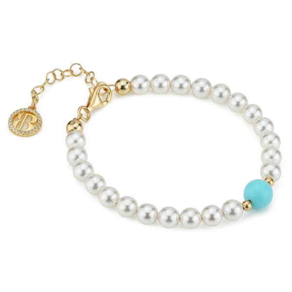 BRACCIALE PERLE BASE GIALLA CON TURCHESE