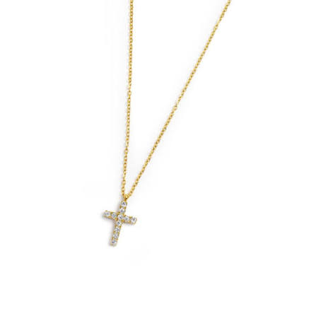 COLLANA CROCE PENDETE GIALLA