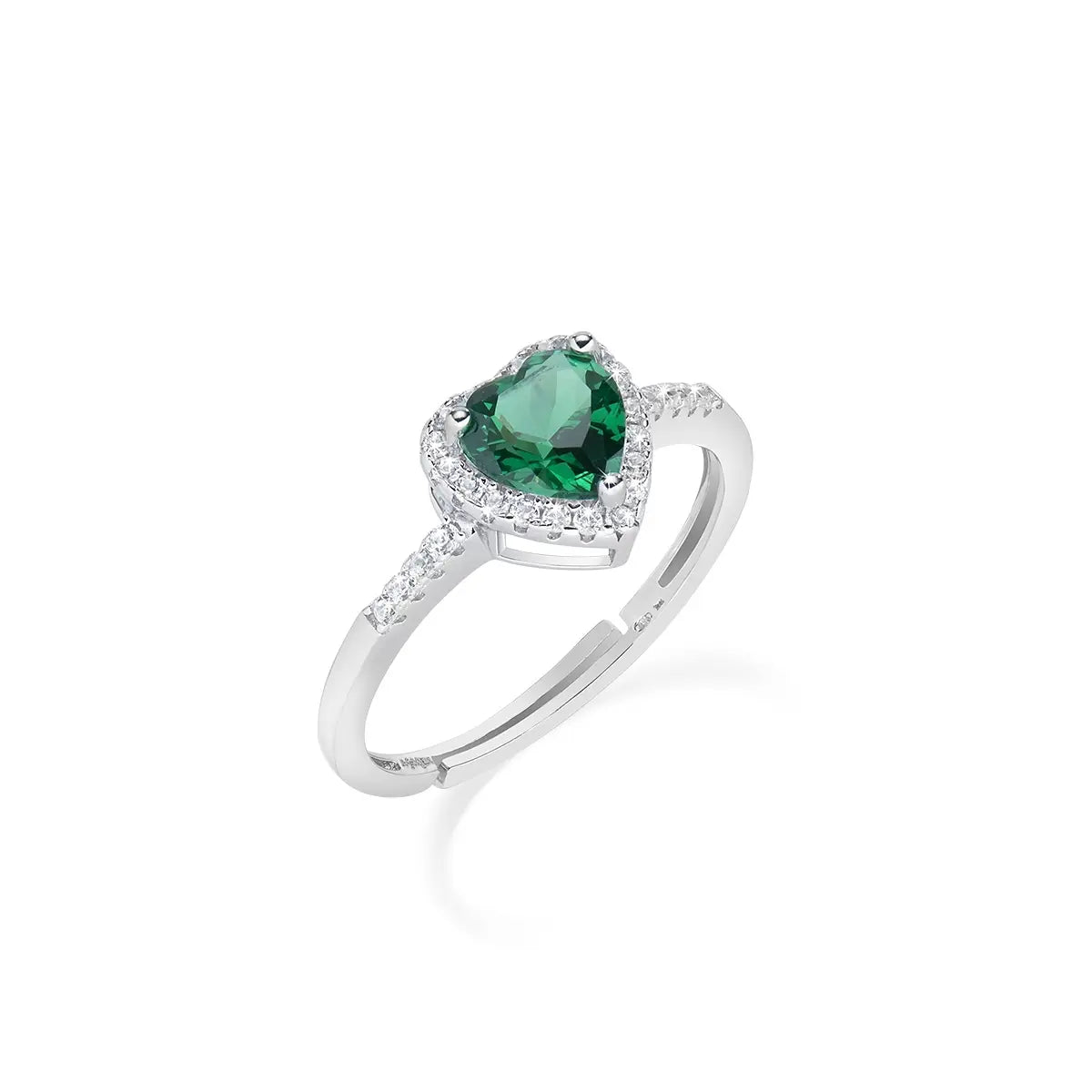 Anello Adattabile Rodio Cuore dell'Oceano Verde