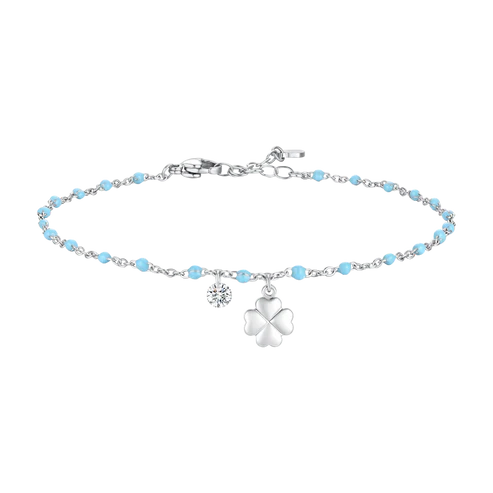 BRACCIALE PALLINE TIFFANY CON QUADRIFOGLIO E SW PENDENTE