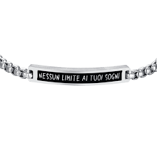 BRACCIALE UOMO IN ACCIAIO PIASTRA IP NERO NESSUN LIMITE AI TUOI SOGNI