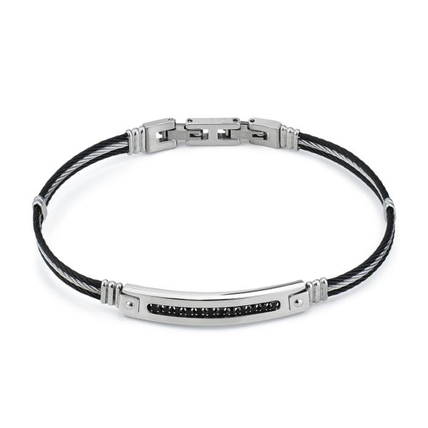 Bracciale uomo con doppio cordino nero
