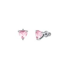 ORECCHINI DONNA IN ACCIAIO CON CUORE CRISTALLO ROSA