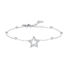 BRACCIALE DONNA IN ACCIAIO CON QUADRIFOGLIO E PUNTI LUCE DI ZIRCONE BIANCO