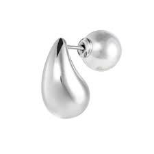 Orecchino a lobo goccia 1,8 cm con chiusura perla BIANCO