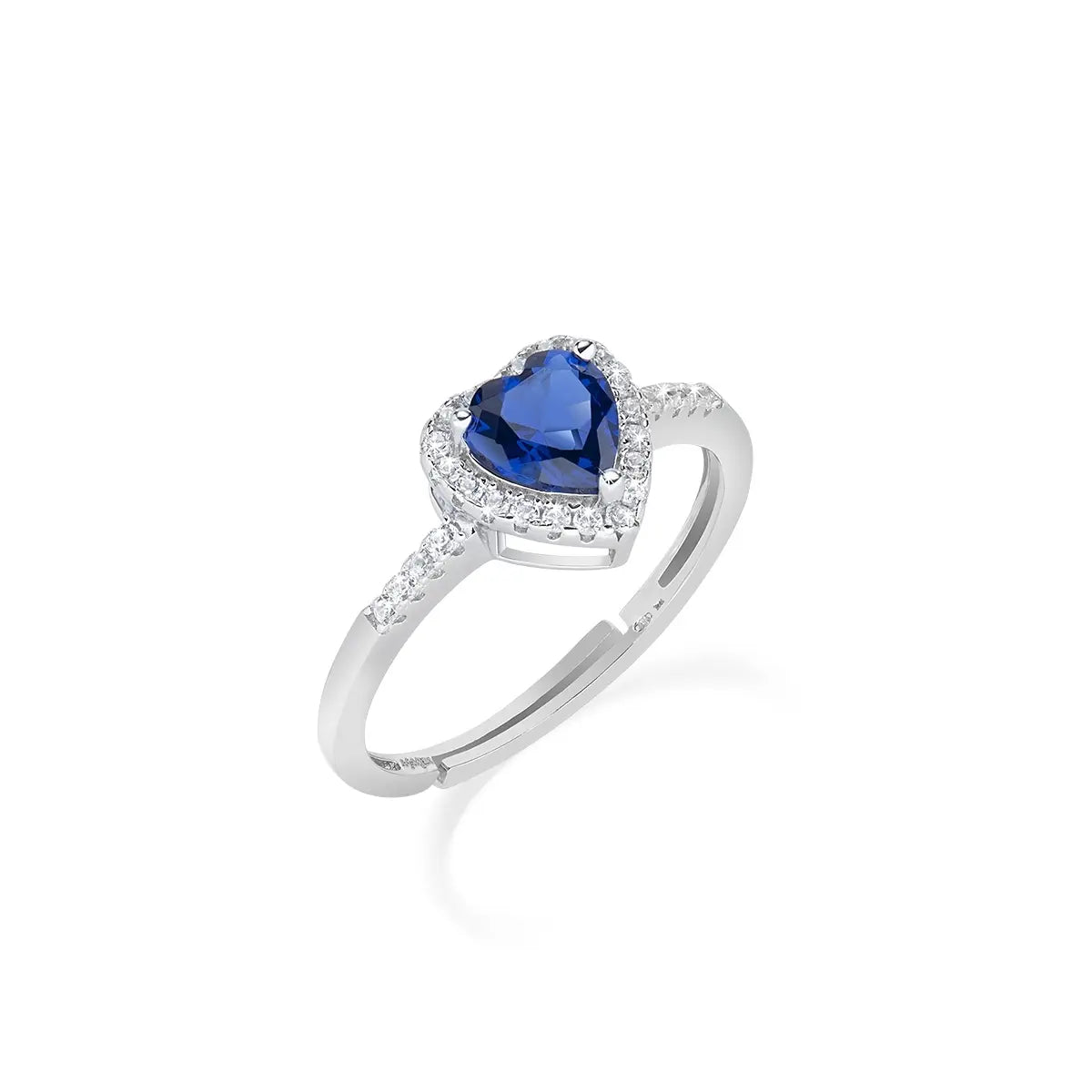 Anello Adattabile Rodio Cuore dell'Oceano Blu