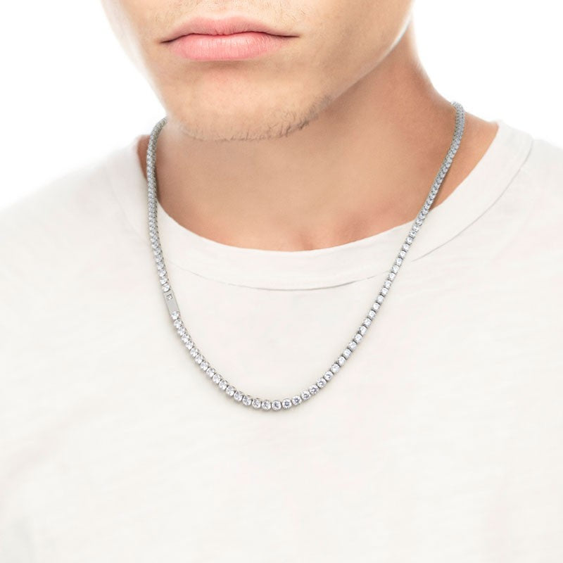 Tuscany Silver Collana da Uomo in Argento Sterling con Catena Curb Piatta 8 mm da 51 cm/20 Pollici Tuscany Silver Collana da Uomo in Argento Sterling con Catena Curb Piatta 8 mm da 51 cm/20 Pollici