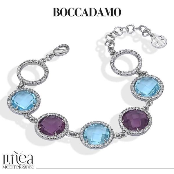 Bracciale rodiato con cristalli bicolor