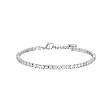 BRACCIALE TENNIS UOMO IN ACCIAIO CON CRISTALLI BIANCHI