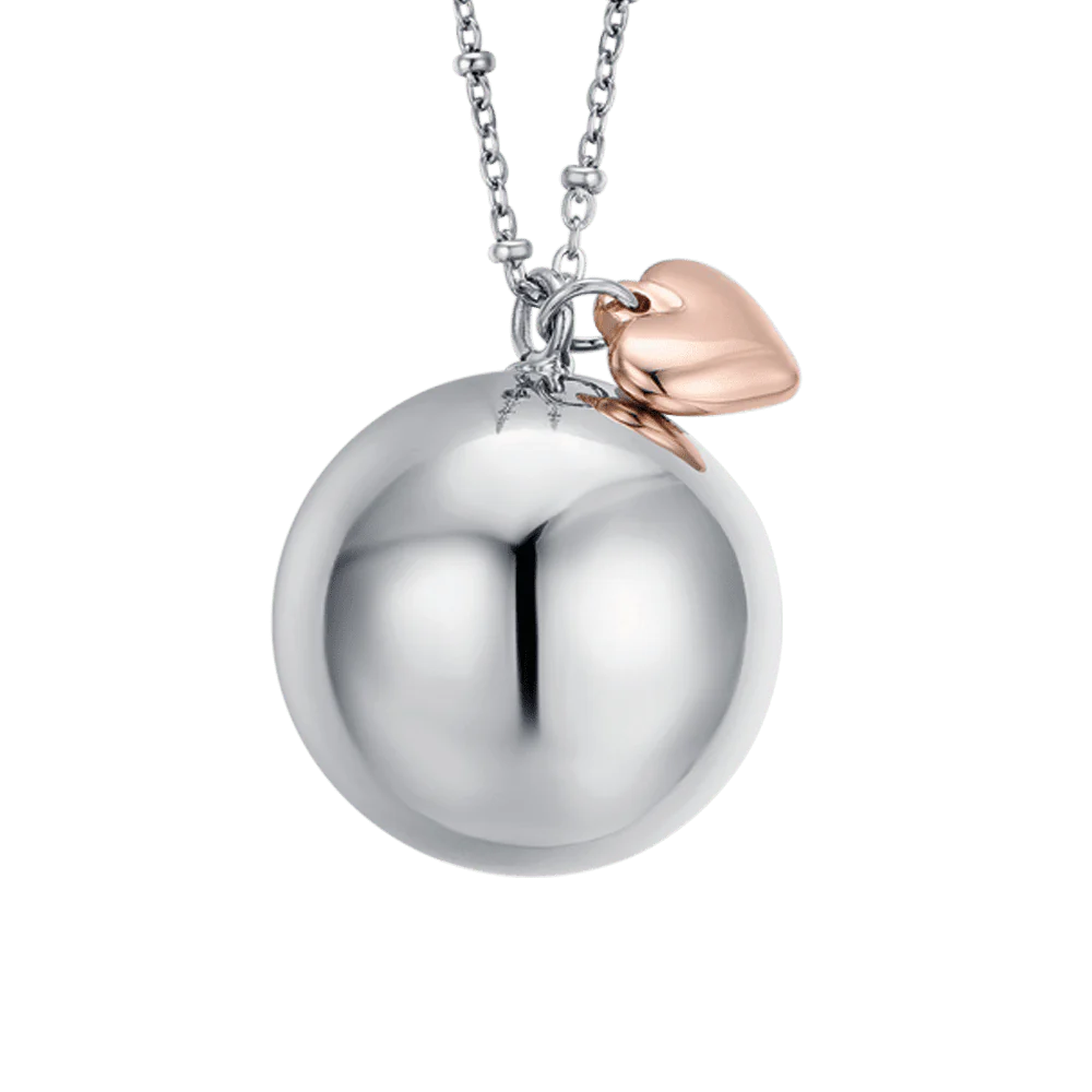 COLLANA CHIAMA ANGELI IN ACCIAIO CIONDOLO IN METALLO CON CHARMS CUORE ROSE