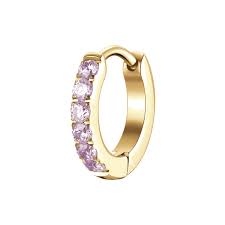 MONO ORECCHINO DONNA IN ACCIAIO IP GOLD CON ZIRCONI ROSA