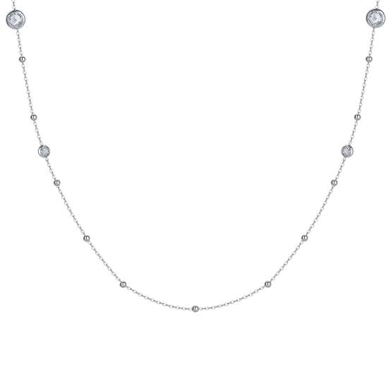 COLLANA DONNA IN ACCIAIO CON ZIRCONI BIANCHI