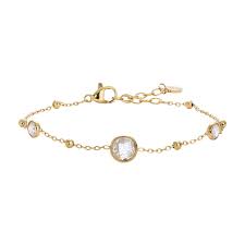 BRACCIALE DONNA IN ACCIAIO DORATO CON ZIRCONI BIANCHI