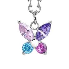 COLLANA FARFALLA IN ACCIAO E ZIRCONI MULTICOLORE