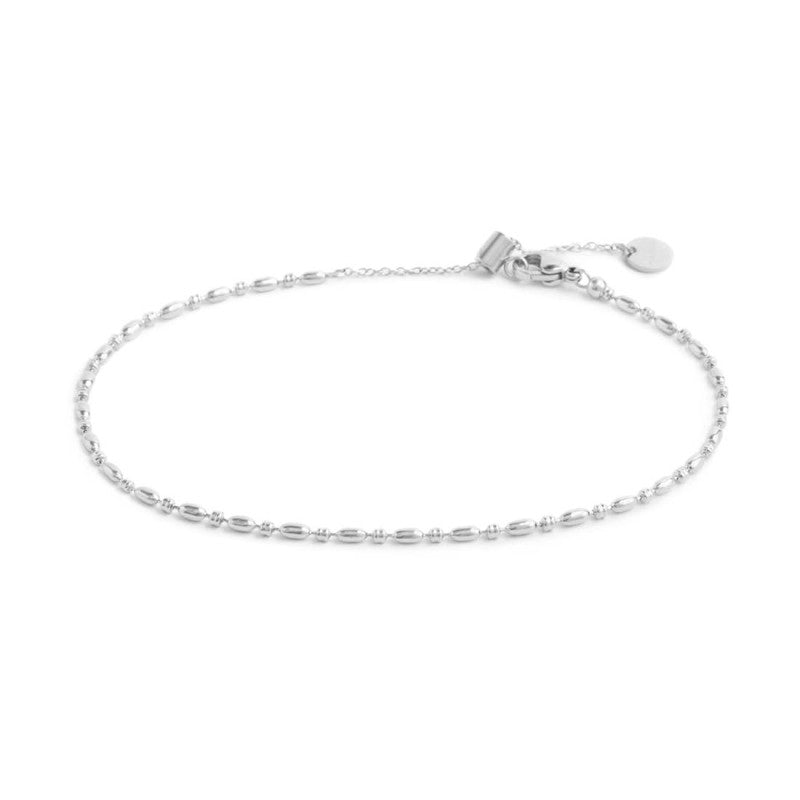 Cavigliera catena con sfere ovali base bianca
