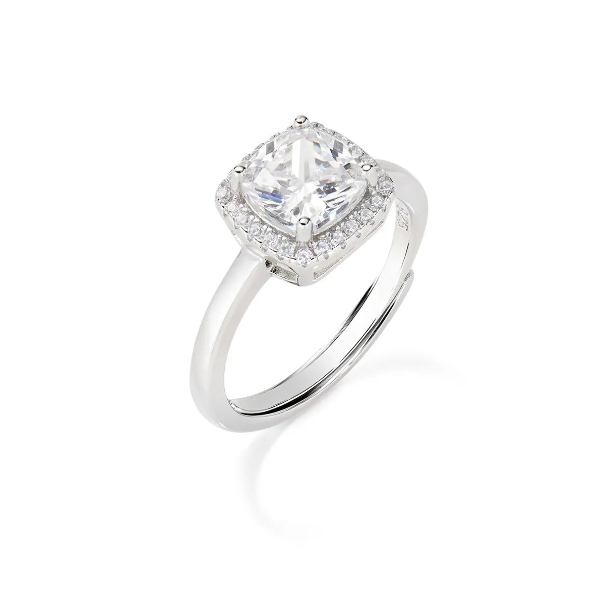 Anello Lady Regolabile con Zircone Bianco Taglio Radiant