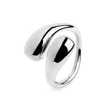 Anello doppia goccia bombato BIANCO