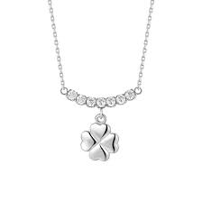 COLLANA DONNA IN ACCIAIO CON QUADRIFOGLIO E ZIRCONI BIANCHI