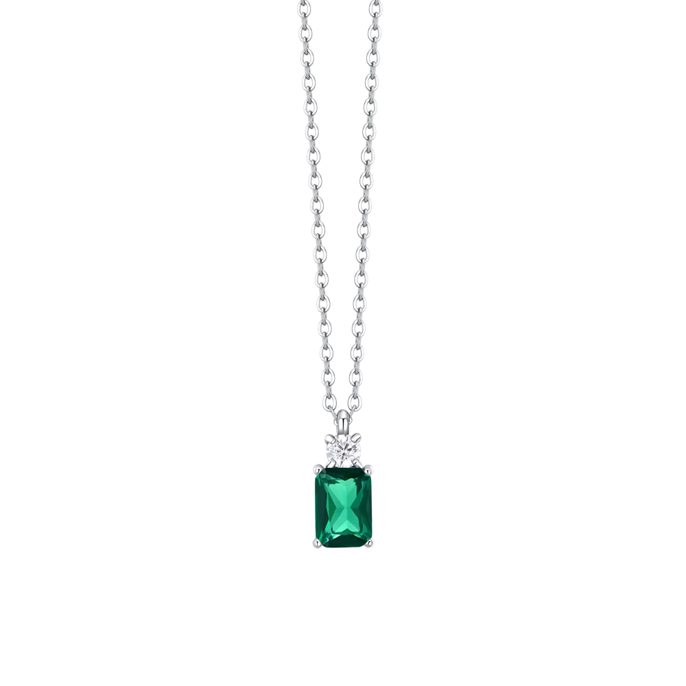 COLLANA DONNA IN ACCIAIO CON ZIRCONI VERDE E BIANCO