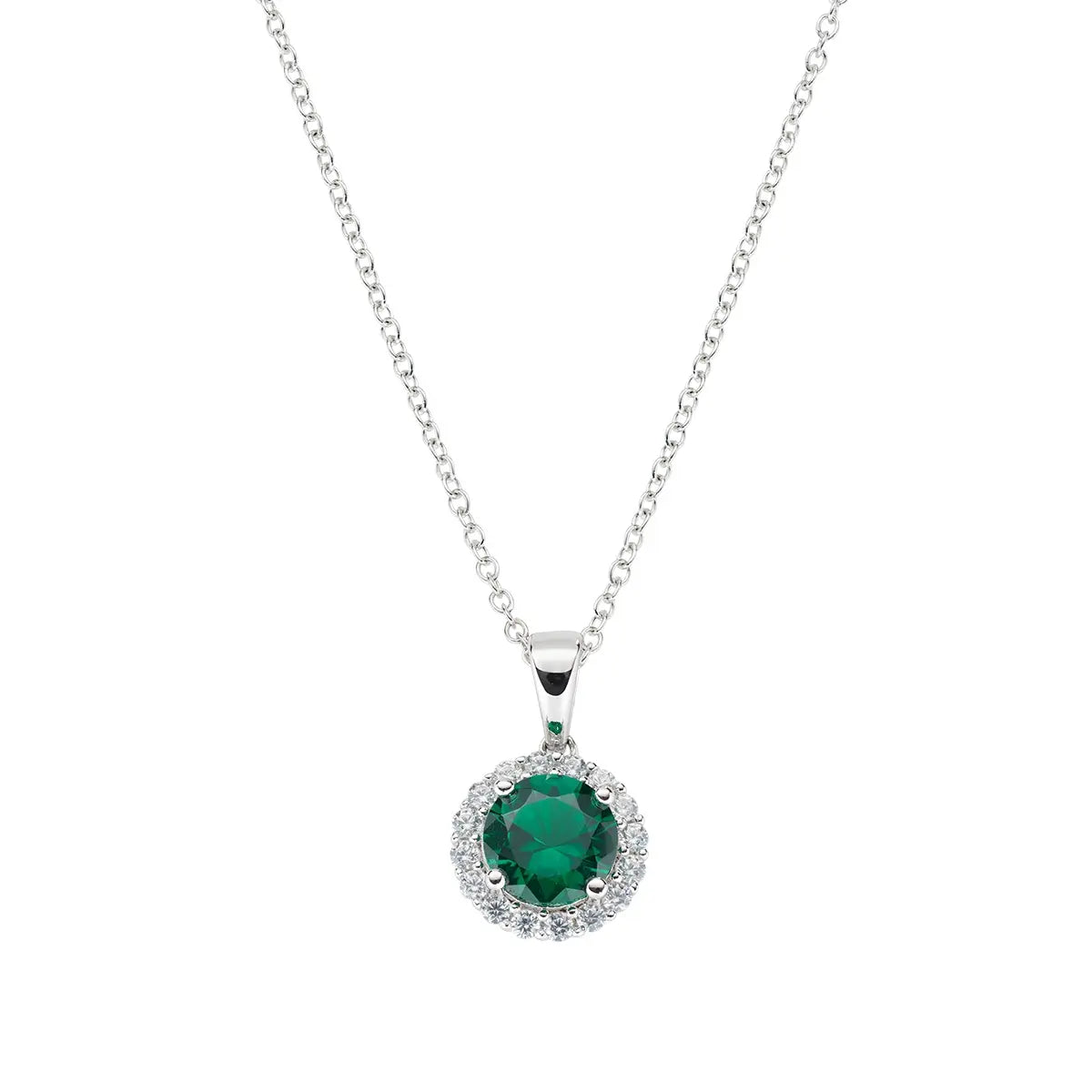 Collana Diamond con Zircone tondo Verde