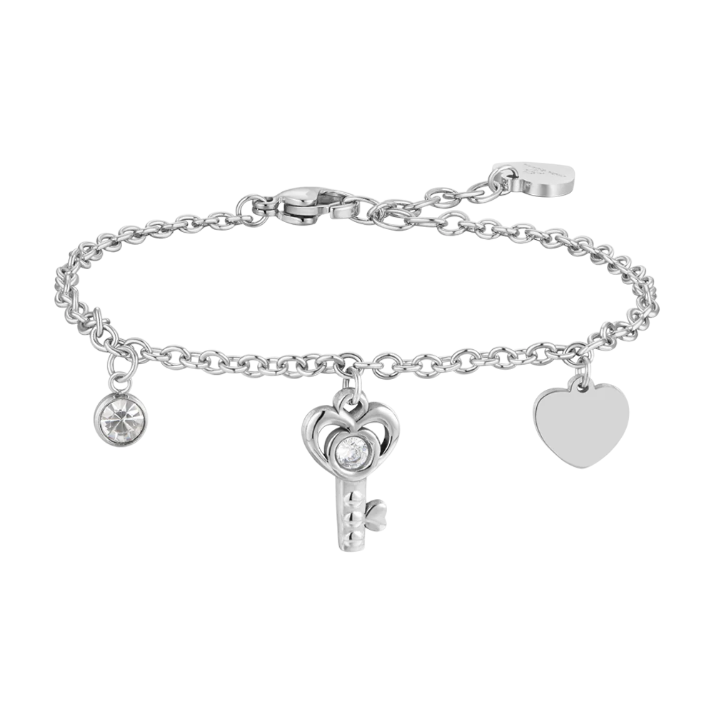 BRACCIALE DONNA IN ACCIAIO CHIAVE E CUORE