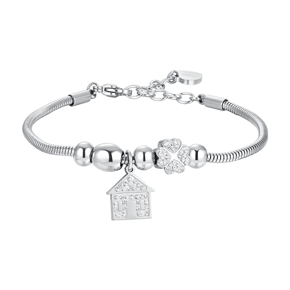 BRACCIALE DONNA IN ACCIAIO CASA E CRISTALLI