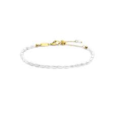 Bracciale con perle ovali (GIALLO)
